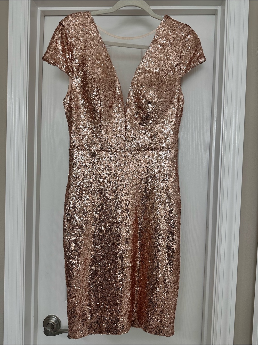 Bisou Bisou Rose Gold Sequin Cap-Sleeve Dress